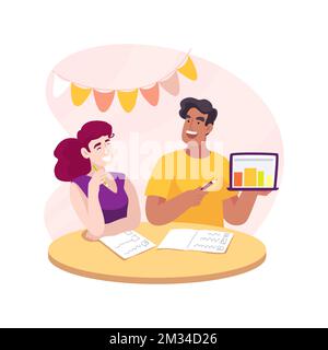 Same-age peer tutoring isolated cartoon vector illustration. Stock Vector