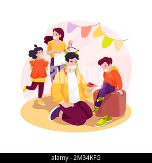 Getting dressed isolated cartoon vector illustration. Stock Vector