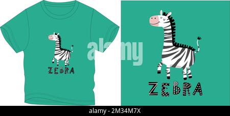 zebra t shirt graphic design vector illustration digital file Stock Vector