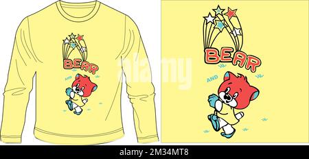 stars bear t shirt graphic design vector illustration digital file Stock Vector