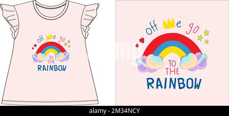 to the rainbow t shirt graphic design vector illustration digital file Stock Vector