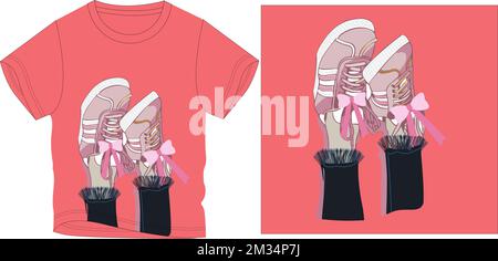 shoes t shirt graphic design vector illustration digital file Stock Vector