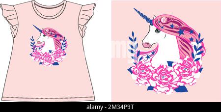 unicorn t shirt graphic design vector illustration digital file Stock Vector