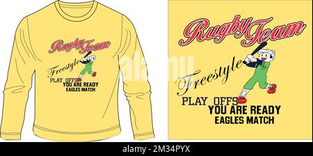 rugby team baseball t shirt graphic design vector illustration digital file Stock Vector