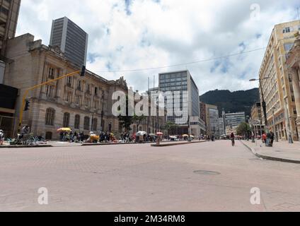 19th avenue with San Francisco Palace and Colombian central bank in bogota downtown city Stock Photo