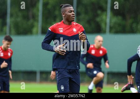 Antwerp's Frank Boya pictured during the first training session for the new season 2021-2022 of Jupiler Pro League first division soccer team Royal Antwerp FC, Tuesday 22 June 2021 in Antwerp. BELGA PHOTO DAVID PINTENS Stock Photo