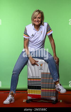 delphine luna aka dj mademoiselle luna poses for the photographer at a photoshoot for the belgian olympic committee boic coib ahead of the tokyo 2020 olympic games in brussels friday 25 june 2021 belga photo jasper jacobs 2m3588c