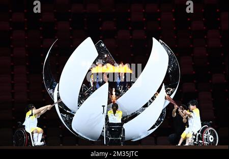 Illustration picture shows the flame at the opening ceremony of the Tokyo 2020 Paralympic Games, Tuesday 24 August 2021, in Tokyo, Japan. The paralympic Games take place from the 24 August to the fifth of September. BELGA PHOTO JASPER JACOBS Stock Photo