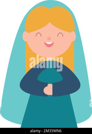 Isolated virgin mary Nativity character Christmas season Vector Stock Vector