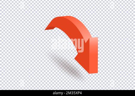 Abstract Curved Red Arrow. Market movements creative concept charts, infographics. Green curve arrow of trend on transparent. Trading stock news impul Stock Vector