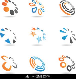 Revolving Dots, Circles, Stars and Various Other Abstract Shapes in Perspective isolated on a White Background Stock Vector