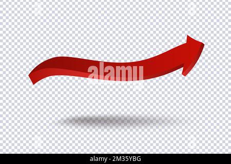 Abstract Curved Red Arrow. Market movements creative concept charts, infographics. Green curve arrow of trend on transparent. Trading stock news impul Stock Vector
