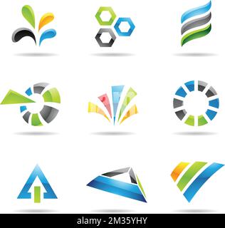 Colorful Glossy Abstract Logo Icons isolated on a White Background Stock Vector