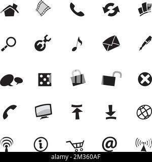 Minimalistic Black Web Icons isolated on a White Background Stock Vector