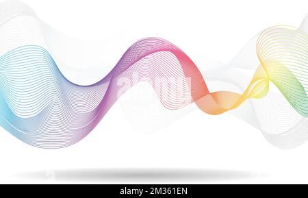 Rainbow Colored Abstract Smoke Lines isolated on a White Background Stock Vector