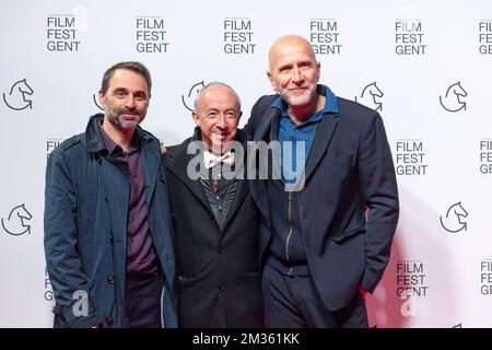 actor Michaal Pas, director Stijn Coninx and director Nic Balthazar pictured during the opening of the 48th 'Film Fest Gent', film festival in Gent, Tuesday 12 October 2021. BELGA PHOTO JAMES ARTHUR GEKIERE Stock Photo