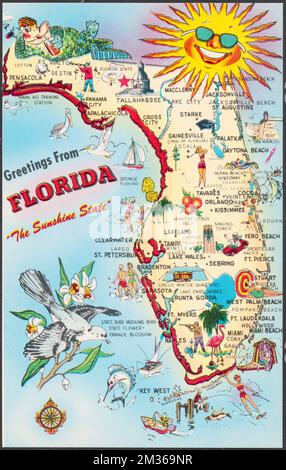Greetings from Florida 39 the Sunshine - Greetings From Florida The Sunshine State Maps Tichnor Brothers Collection Postcards Of The United States 2m369nr 