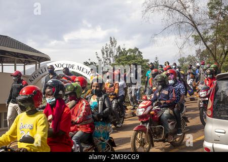 Illustration shows lots taxi moto in marge of a visit to the Kigali Genocide Memorial in marge of a joint African Union and European Union ministerial meeting in Kigali, Rwanda, Tuesday 26 October 2021. BELGA PHOTO HATIM KAGHAT Stock Photo