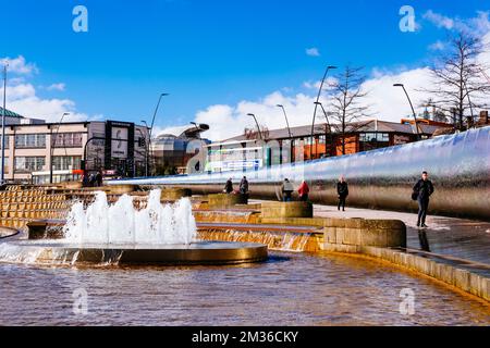 Sheaf Square outside the railway station. Sheffield, South Yorkshire, Yorkshire and the Humber, England, United Kingdom, Europe Stock Photo