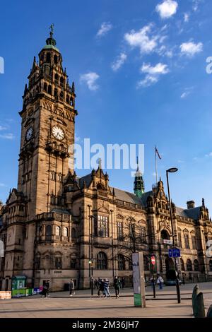 Sheffield Town Hall is a municipal building on Pinstone Street in the City of Sheffield, England. The building is used by Sheffield City Council. It i Stock Photo
