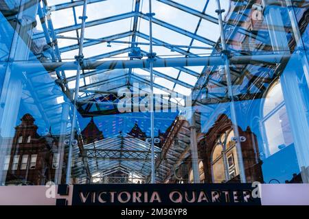 Victoria Leeds is a shopping district and leisure area in central Leeds, comprising the 2016 Victoria Gate development, and the Victoria Quarter, a co Stock Photo