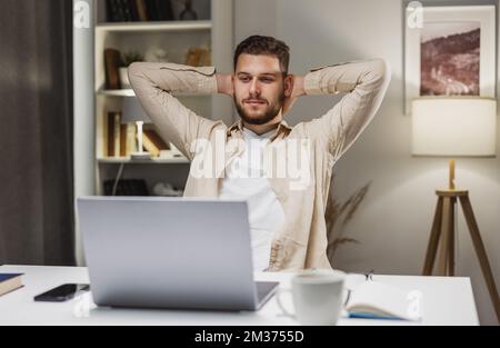 Male working from home Stock Photo
