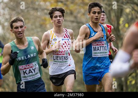Belgian Mathis Lievens pictured in action during the men's U20 race at the European Championships Cross Country running, in Dublin, Ireland, Sunday 12 December 2021. BELGA PHOTO JASPER JACOBS Stock Photo
