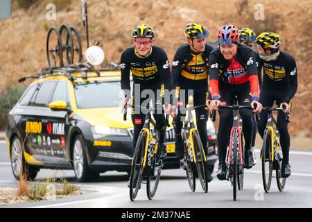 Illustration picture shows the morning training session on the media day of Dutch cycling team Jumbo Visma in Mutxamel, Alicante, Spain, Tuesday 11 January 2022, in preparation of the upcoming season. BELGA PHOTO JOMA GARCIA Stock Photo