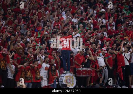 Doha, Brazil. 14th Dec, 2022. Qatar - Doha - 12/14/2022 - 2022 WORLD CUP, FRANCE X MOROCCO - Moroccan fans during a match against France at the Lusail stadium for the 2022 World Cup championship. Photo: Pedro Martins/AGIF/Sipa USA Credit: Sipa USA/Alamy Live News Stock Photo