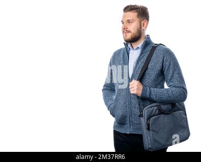 Male with laptop bag Stock Photo