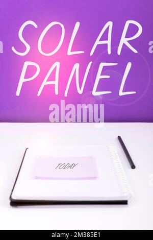 Conceptual display Solar Panel. Concept meaning designed to absorb suns rays source of energy generating Stock Photo