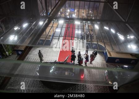 Illustration picture shows the arrivals during a special meeting of European council called in emergency after the launch of Russian military operations in Ukraine, in Brussels, Thursday 24 February 2022, at the European Union headquarters in Brussels. BELGA PHOTO NICOLAS MAETERLINCK Stock Photo