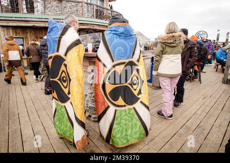 Illustration shows the core stage at the Folie Douce during the second edition of the Tomorrowland Winter 2022 music festival, Sunday 20 March 2022, in Alpe D'Huez, France. BELGA PHOTO OLIVIER VIN  Stock Photo
