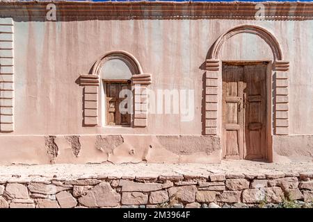 a house made of clay and red bricks in the countryside of Aregenina in the Andes mountains Stock Photo