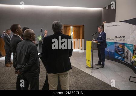 Flemish Minister President Jan Jambon delivers a speech at a diplomatic mission of the Flemish government to South-Africa, in Pretoria, Tuesday 05 April 2022. BELGA PHOTO NICOLAS MAETERLINCK Stock Photo