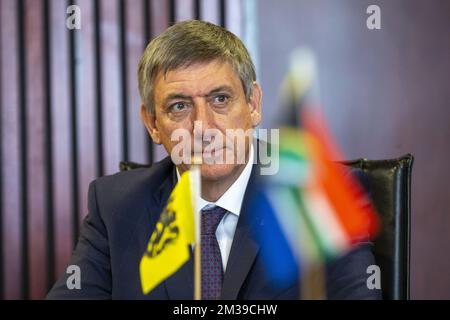 Flemish Minister President Jan Jambon pictured during a diplomatic mission of the Flemish government to South-Africa, in Pretoria, Tuesday 05 April 2022. BELGA PHOTO NICOLAS MAETERLINCK Stock Photo