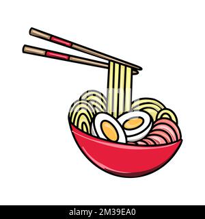 Vector Ramen Flat Design Japan Icon. Stock Vector