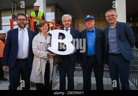 Infrabel CEO Benoit Gilson, NMBS-SNCB CEO Sophie Dutordoir, Nivelles ...