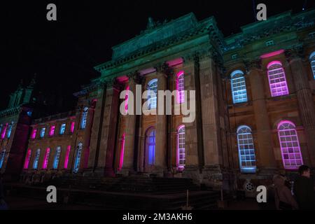 Blenheim Palace Light Trail, 13th December 2022 Stock Photo