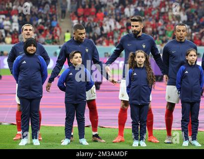 Qatar, Doha. 15th Dec, 2022. World Cup 2022 Qatar : Semi-final Al Bayt Stadium Match 62 - France vs Morocco at France 2 -0 Morocco T. Hernández & 2nd Goal by Kolo Muani France Each one goal. France beat Morocco 2-0 to set up World Cup final against Argentina. Credit: Seshadri SUKUMAR/Alamy Live News Stock Photo