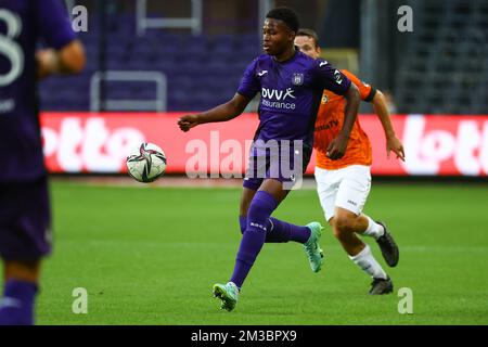 RSCA Futures' players pictured before a soccer match between RSC Anderlecht  Futures and KMSK Deinze, Sunday 14 August 2022 in Anderlecht, on day 1 of  the 2022-2023 'Challenger Pro League' second division