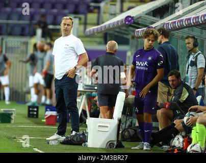 RSCA Futures' players pictured before a soccer match between RSC Anderlecht  Futures and KMSK Deinze, Sunday 14 August 2022 in Anderlecht, on day 1 of  the 2022-2023 'Challenger Pro League' second division