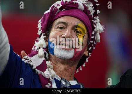 Al Khor, Doha, Qatar, Qatar. 14th Dec, 2022. DOHA, QATAR - DECEMBER 14: Supporter of France pose for a photo before the FIFA World Cup Qatar 2022 Semi-finals match between France and Morocco at Al Bayt Stadium on December 14, 2022 in Al Khor, Qatar. (Credit Image: © Florencia Tan Jun/PX Imagens via ZUMA Press Wire) Credit: ZUMA Press, Inc./Alamy Live News Stock Photo