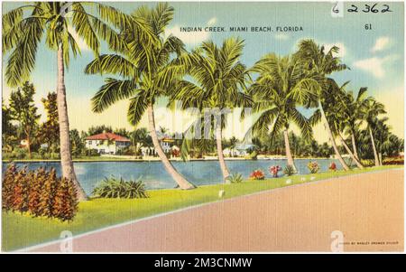 Indian Creek, Miami Beach, Florida , Houses, Tichnor Brothers Collection, postcards of the United States Stock Photo