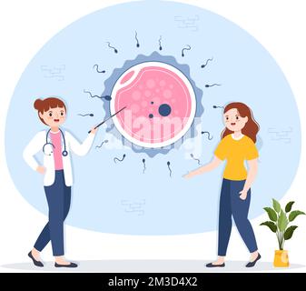 Fertility Clinic on Infertility Treatment for Couples and Handles in Vitro Fertilization Programs in Flat Cartoon Hand Drawn Templates Illustration Stock Vector