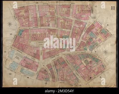 Insurance maps of Boston volume one : plate 11 , Fire risk assessment, Massachusetts, Boston, Maps, Boston Mass., Maps Norman B. Leventhal Map Center Collection Stock Photo