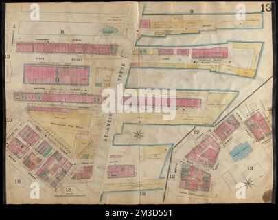 Insurance maps of Boston volume one : plate 13 , Fire risk assessment, Massachusetts, Boston, Maps, Boston Mass., Maps Norman B. Leventhal Map Center Collection Stock Photo