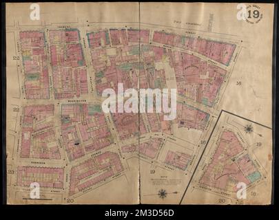 Insurance maps of Boston volume one : plate 19 , Fire risk assessment, Massachusetts, Boston, Maps, Chinatown Boston, Mass., Maps Norman B. Leventhal Map Center Collection Stock Photo