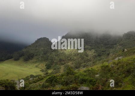 Colombian andean mountain range countryside in cloudy and rainy day Stock Photo