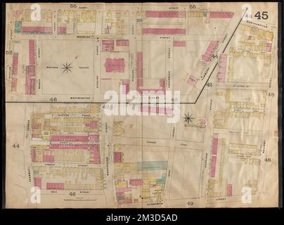 Insurance maps of Boston volume two : plate 45 , Fire risk assessment, Massachusetts, Boston, Maps, Roxbury Boston, Mass., Maps Norman B. Leventhal Map Center Collection Stock Photo